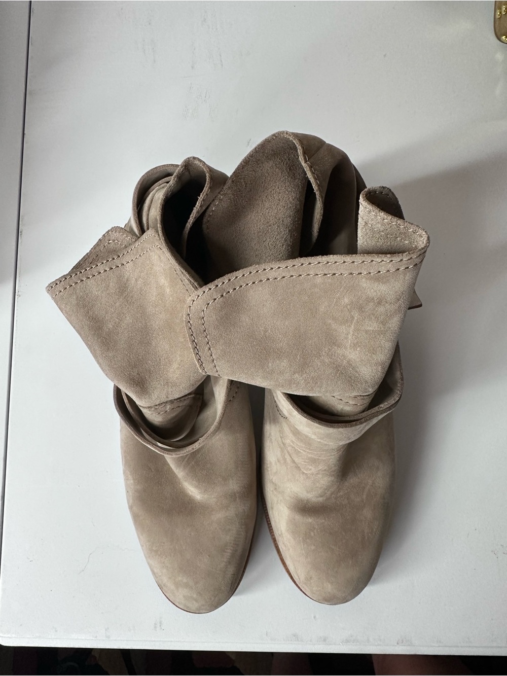 UGG Women's Fold-Over Suede Ankle Boots in Taupe